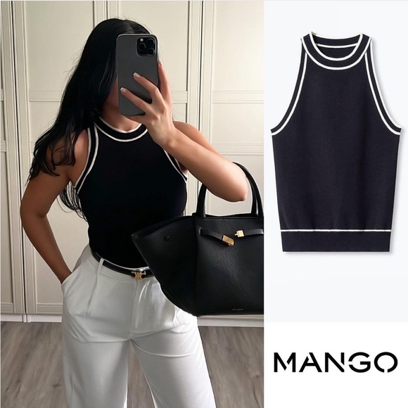 GORGEOUS MANGO NWT Knitted Top w Contrast Details - Picture 14 of 16